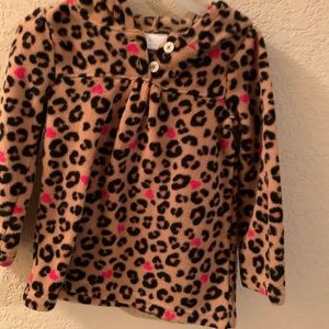 Half button up cheetah print girl fleece jacket